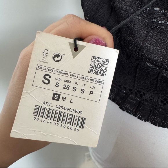 NWT ZARA Black Sheer Lace Cami Top Whimsigoth Romantic Mesh Tank Fairy Grunge S - Picture 5 of 5